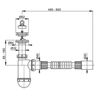 Сифон для раковины A41 flexi Alcaplast фото в интернет-магазине Русалия