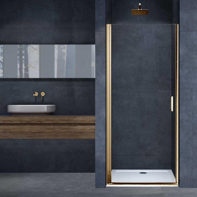 Душевая дверь Alpha VDP-3AL900CLG, брашированное золото, стекло прозрачное Vincea фото в интернет-магазине Русалия