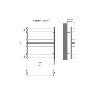 Полотенцесушитель водяной Aquatek (Акватек) Пандора П7 500х600 мм  AQ RRС0760CH фото в интернет-магазине Русалия