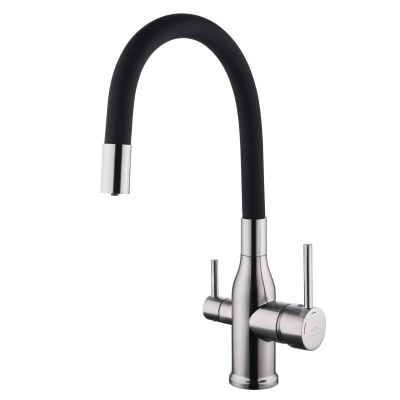 Смеситель для кухни FASHUN "на две воды", сатин/черный (A4363-N) фото в интернет-магазине Русалия