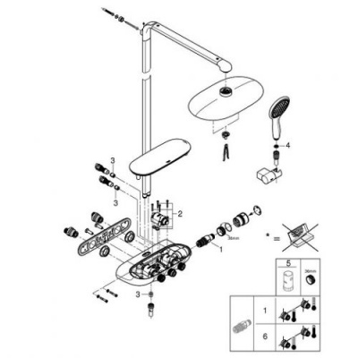 Душевая система с термостатом Rainshower System SmartControl 360 DUO 125550 Grohe фото в интернет-магазине Русалия
