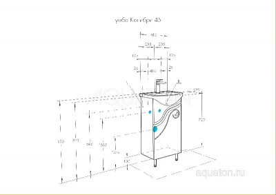 Тумба под раковину AQUATON Колибри 45 левый белый 1A065201KO01L фото в интернет-магазине Русалия