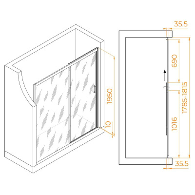 Душевая дверь RGW PA-017 1800, стекло прозрачное, профиль хром фото в интернет-магазине Русалия