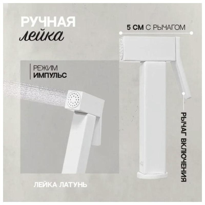 Гигиенический душ со смесителем встраиваемый Hansberge H3077WW, белый фото в интернет-магазине Русалия