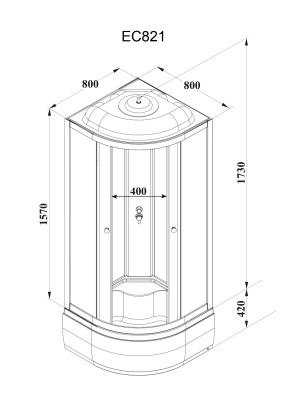 Кабина EC821 душевая PARLY 
 80х80х215 см фото в интернет-магазине Русалия