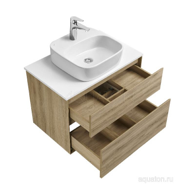 Тумба под раковину AQUATON Либерти 75 2 ящика, дуб эльвезия 1A279501LYC70 фото в интернет-магазине Русалия