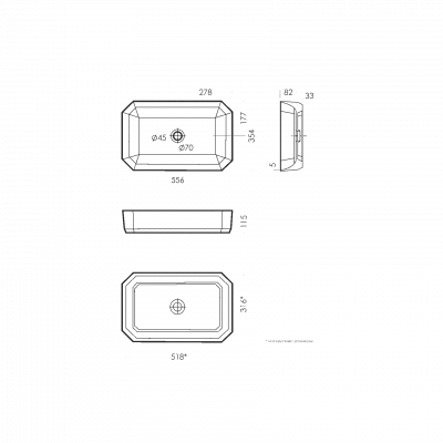 Раковина накладная Line 55 LINSLWB01 Sanita Luxe фото в интернет-магазине Русалия