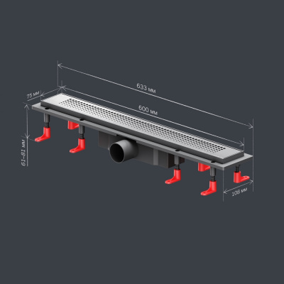 W02SC-P11-060-01SB PrimeFlow Трап для душа линейный универс затвор Cut Gradient 60см цвет сталь мат Am.Pm фото в интернет-магазине Русалия