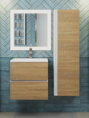 Тумба с раковиной Uperwood Barsa 50 см, раковина белая, подвесная тумба белая/дуб сонома 29830205646 фото в интернет-магазине Русалия