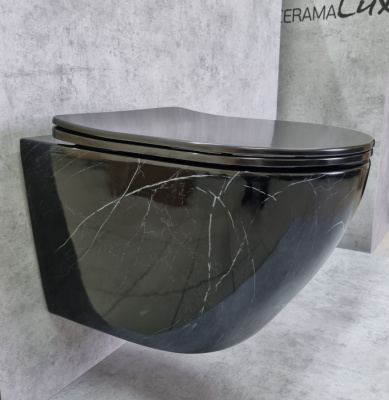 Унитаз подвесной Ceramalux 2212BM черный мрамор фото в интернет-магазине Русалия
