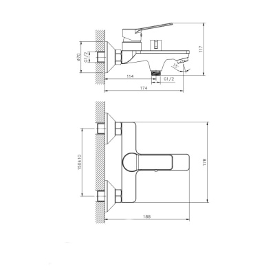Смеситель для ванны с коротким изливом RUSH Haiti (HA1935-44) фото в интернет-магазине Русалия