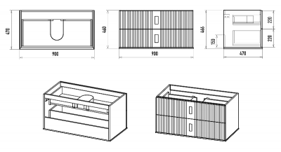 Тумба Sevilla 90 подвесная с раковиной CeramaLux W1531-D1408 67 Brevita фото в интернет-магазине Русалия