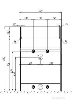 Тумба под раковину AQUATON Лондри 60 белый с фасадом 1A235901LH010 фото в интернет-магазине Русалия