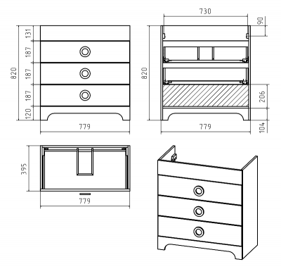 Тумба Лейла 80 с раковиной Misty EVVA 80 Misty фото в интернет-магазине Русалия