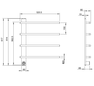 Полотенцесушитель электрический WONZON & WOGHAND NÜRNBERG, Темный графит (WW-AL344-GM) фото в интернет-магазине Русалия