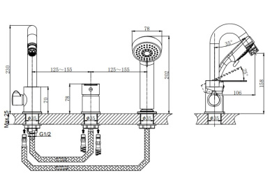 Смеситель на борт ванны RUSH Tenerife (TE2835-333) фото в интернет-магазине Русалия