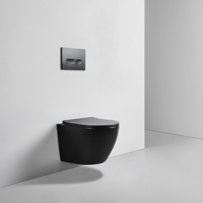 BOND F01-108 Унитаз подвесной безободковый черный с сиденьем с микролифтом фото в интернет-магазине Русалия