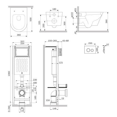 IS110101.741701 ErgoFit Инстал. с клав L глянц белый с подвес унит  Sense FlashClean с сид Am.Pm фото в интернет-магазине Русалия