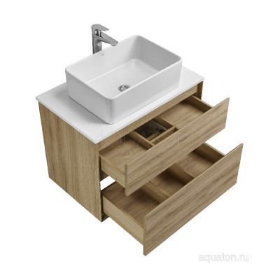 Тумба под раковину AQUATON Либерти 75 2 ящика, дуб эльвезия 1A279501LYC70 фото в интернет-магазине Русалия