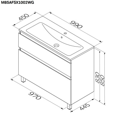 M85AFSX1002WG X-Joy, База под раковину, напольная, 100 см, 2 ящика, белый глянец Am.Pm фото в интернет-магазине Русалия
