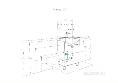 Тумба под раковину AQUATON Бекка PRO 60 белый, дуб сомерсет 1A196601BAC20 фото в интернет-магазине Русалия
