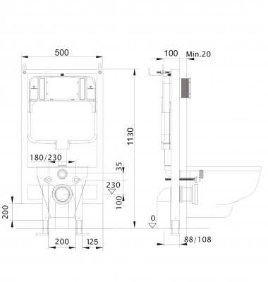 Инсталляция для подвесных унитазов с возможностью угловой установки INS-0000020 Aquatek фото в интернет-магазине Русалия
