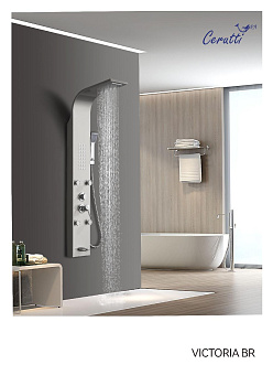 Панель VICTORIA BR душевая из нержавеющей стали с форсунками Ceruttispa CT9980, цвет матовая нержавеющая сталь фото в интернет-магазине Русалия