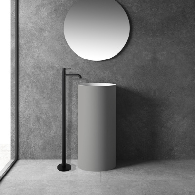 Смеситель ABBER Wasser Kreis AF8140B напольный для раковины, черный матовый фото в интернет-магазине Русалия