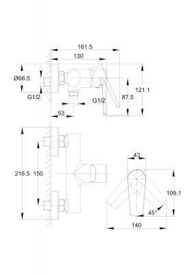 Смеситель для душа Moduo A64099 Cersanit фото в интернет-магазине Русалия