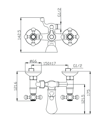 Смеситель OLIVE'S для ванны GIRONA (01201GR) фото в интернет-магазине Русалия