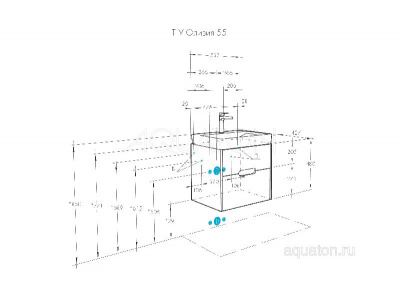 Тумба под раковину AQUATON Оливия 55 бежевый, дуб велл 1A254201OLVG0 фото в интернет-магазине Русалия
