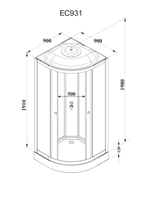 Кабина EC931 душевая PARLY 
 90х90х210 см фото в интернет-магазине Русалия