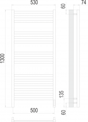 Электрический полотенцесушитель Ното П15 500х1300  4670078526953 Terminus фото в интернет-магазине Русалия