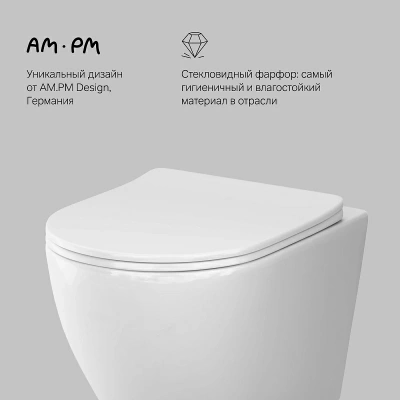 C801900SC Like подвесной унитаз AquaSpin с сиденьем микролифт Am.Pm фото в интернет-магазине Русалия