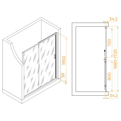 Душевая дверь RGW PA-14 1700, стекло прозрачное, профиль хром фото в интернет-магазине Русалия