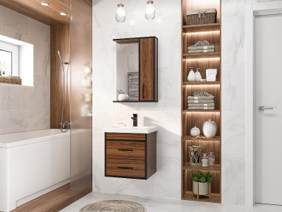 Зеркальный шкаф Кедр 50 правый П-Кед04050-011П Misty фото в интернет-магазине Русалия