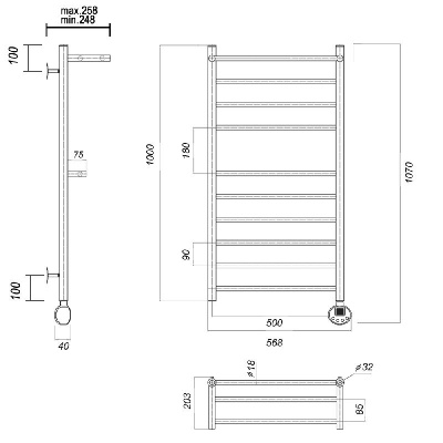 Электрический полотенцесушитель Медея сп2 П10 500x1000 ER, хром Domoterm фото в интернет-магазине Русалия