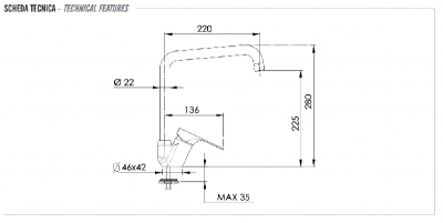 Смеситель для кухни Remer Class Line L42U фото в интернет-магазине Русалия