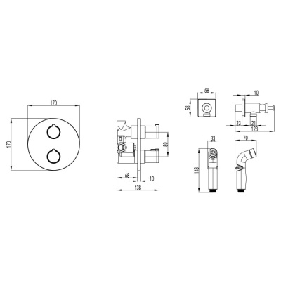 Смеситель Lemark Yeti термостатический с гигиеническим душем (LM7819С) фото в интернет-магазине Русалия