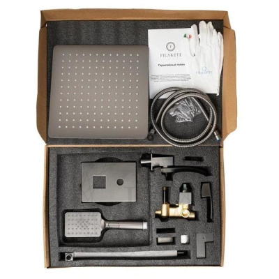 Душевая система встраиваемая FILARETE Waterfall FL1010BG, графит фото в интернет-магазине Русалия