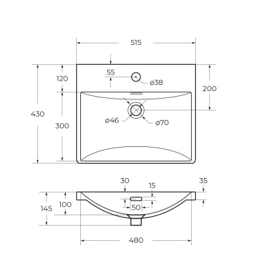 Керамическая раковина BB-8076-3-50, 510x430x145 Belbagno фото в интернет-магазине Русалия