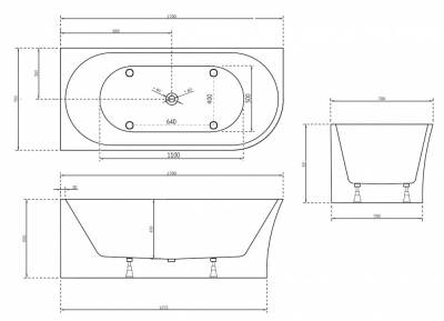 Акриловая ванна ABBER AB9257-1.7 L 170х78х60 см фото в интернет-магазине Русалия