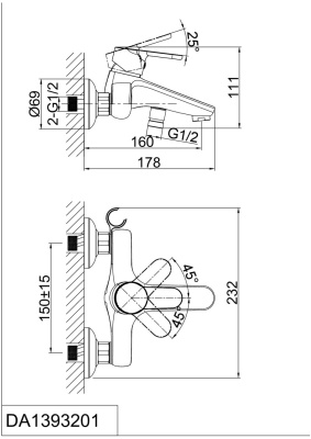 Смеситель для ванны DK Rhein Marx (DA1393201) фото в интернет-магазине Русалия