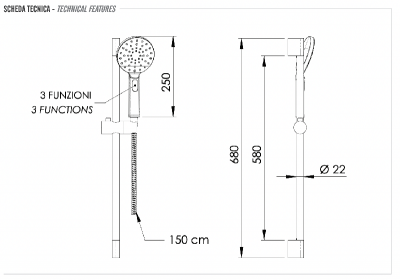 Душевая стойка с ручным душем и шлангом Remer 315L318MP фото в интернет-магазине Русалия