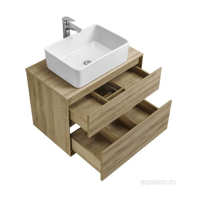 Тумба под раковину AQUATON Либерти 75 2 ящика, дуб эльвезия 1A279501LYC70 фото в интернет-магазине Русалия