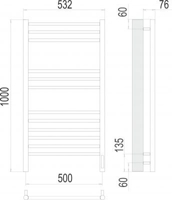 Электрический полотенцесушитель Аврора П12 500х1000  4670078527226 Terminus фото в интернет-магазине Русалия