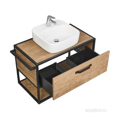 Тумба под раковину AQUATON Лофт Фабрик 80 дуб кантри 1A242401LTDY0 фото в интернет-магазине Русалия