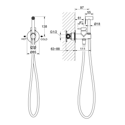 Смеситель встроенный с гигиеническим душем Timo Saona белый матовый (2337/16SM) фото в интернет-магазине Русалия