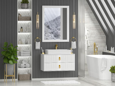 Тумба Sevilla 90 подвесная с раковиной CeramaLux W1531-D1408 67 Brevita фото в интернет-магазине Русалия