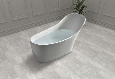 Ванна из искусственного камня ABBER Stein AS9618 белая матовая 169х75х88 см фото в интернет-магазине Русалия